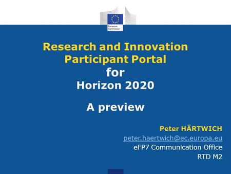 Research and Innovation Participant Portal for Horizon 2020