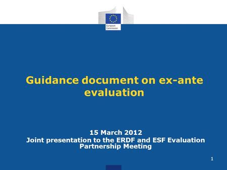 Guidance document on ex-ante evaluation