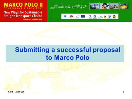 30/11-1/12/061 Submitting a successful proposal to Marco Polo.