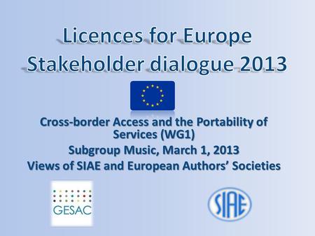 Licences for Europe Stakeholder dialogue 2013