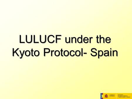 LULUCF under the Kyoto Protocol- Spain. Definitions Forest definition: Minimum area: 1 ha Tree crown cover: 20% Minimum tree height: 3 m Additional Activities.