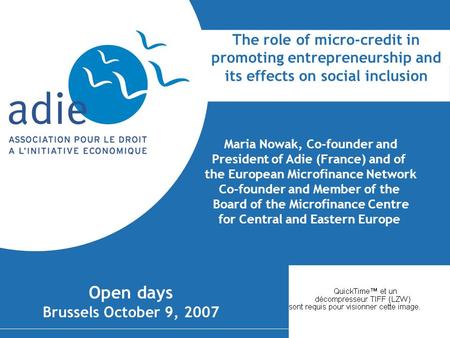 Maria Nowak, Co-founder and President of Adie (France) and of