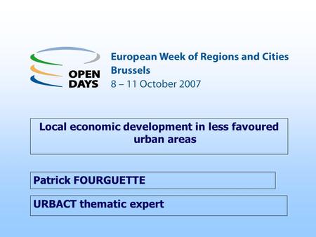 Local economic development in less favoured urban areas