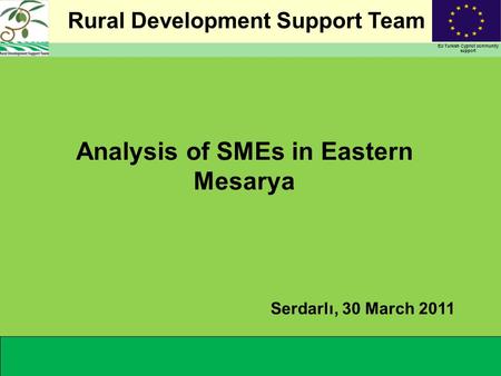 Rural Development Support Team EU Turkish Cypriot community support Analysis of SMEs in Eastern Mesarya Serdarlı, 30 March 2011.