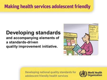 Developing standards and accompanying elements of a standards-driven quality improvement initiative.