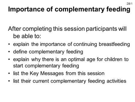 Importance of complementary feeding