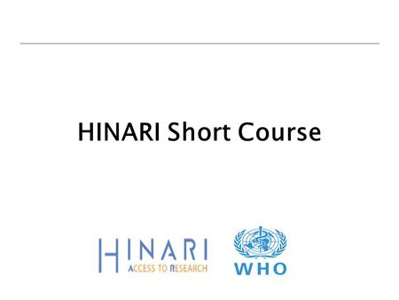 HINARI Short Course.