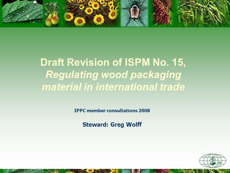 IPPC member consultations 2008 Steward: Greg Wolff