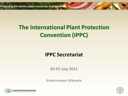 The International Plant Protection Convention (IPPC) IPPC Secretariat 03-07 July 2011 Kuala Lumpur, Malyasia.