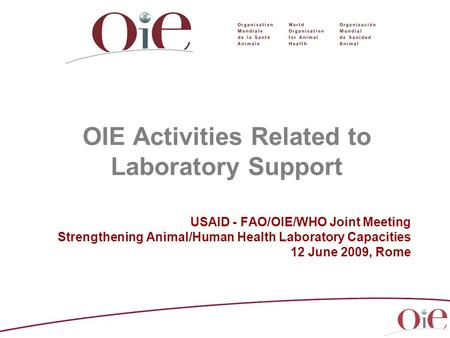 OIE Activities Related to Laboratory Support