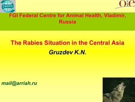 FGI Federal Centre for Animal Health, Vladimir, Russia The Rabies Situation in the Central Asia Gruzdev K.N.