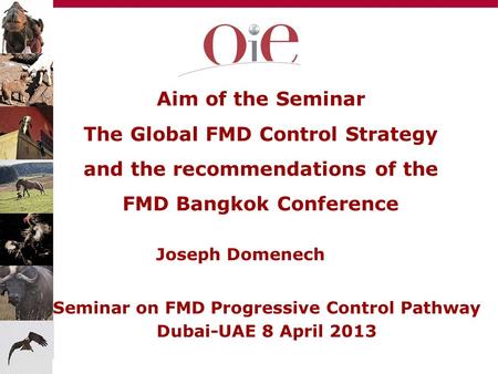 Seminar on FMD Progressive Control Pathway Dubai-UAE 8 April 2013