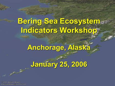 Bering Sea Ecosystem Indicators Workshop Anchorage, Alaska January 25, 2006.