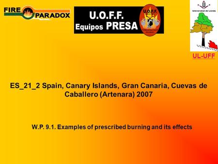 ES_21_2 Spain, Canary Islands, Gran Canaria, Cuevas de Caballero (Artenara) 2007 W.P. 9.1. Examples of prescribed burning and its effects UL-UFF.