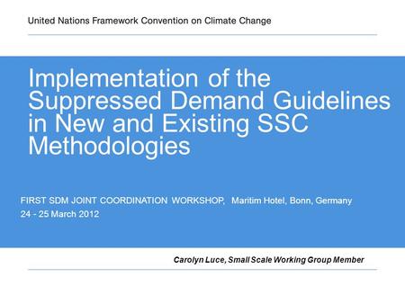 Implementation of the Suppressed Demand Guidelines in New and Existing SSC Methodologies Carolyn Luce, Small Scale Working Group Member FIRST SDM JOINT.