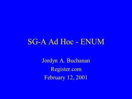 SG-A Ad Hoc - ENUM Jordyn A. Buchanan Register.com February 12, 2001.