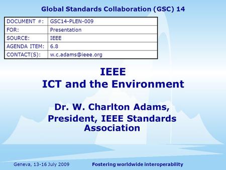IEEE ICT and the Environment