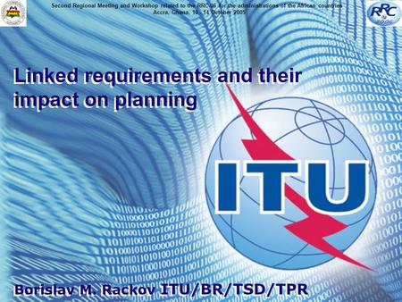 Linked requirements and their impact on planning Borislav M. Rackov ITU/BR/TSD/TPR Linked requirements and their impact on planning Borislav M. Rackov.