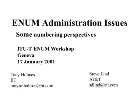 ENUM Administration Issues