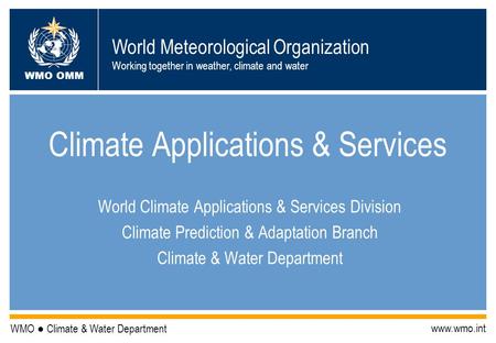 Climate Applications & Services