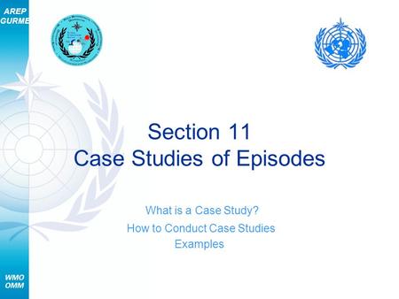 AREP GURME Section 11 Case Studies of Episodes What is a Case Study? How to Conduct Case Studies Examples.