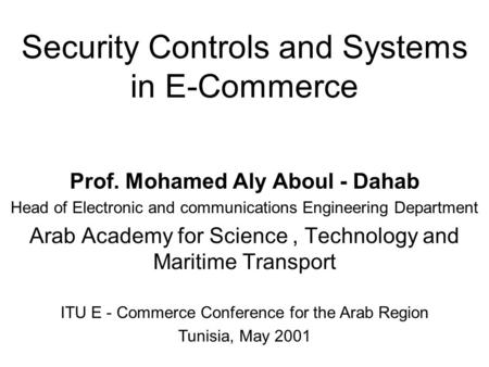 Security Controls and Systems in E-Commerce