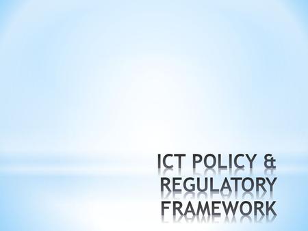 POLICIES GOVERNING TELECOM SECTOR THE FIRST ATTEMPT TO FORMALIZE A POLICY STATEMENT WAS MADE IN 1994 WHEN THE NATIONAL TELECOM POLICY 1994 (NTP 94)