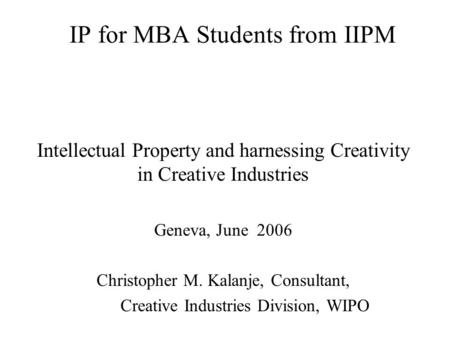 IP for MBA Students from IIPM