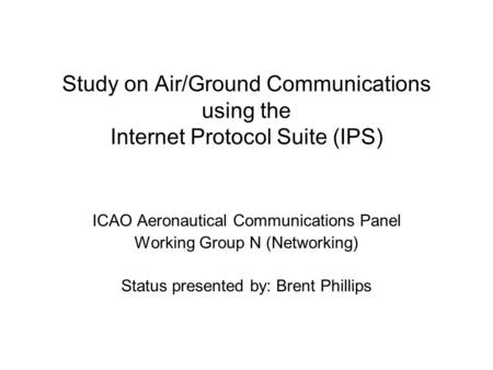 ICAO Aeronautical Communications Panel Working Group N (Networking)