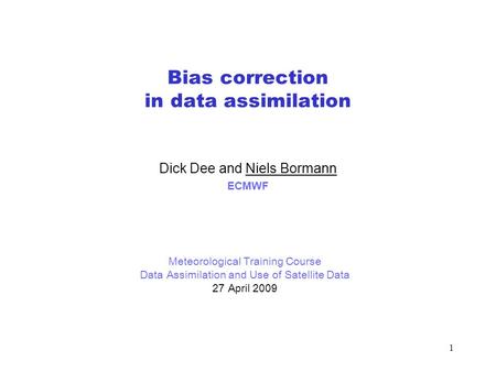 Bias correction in data assimilation