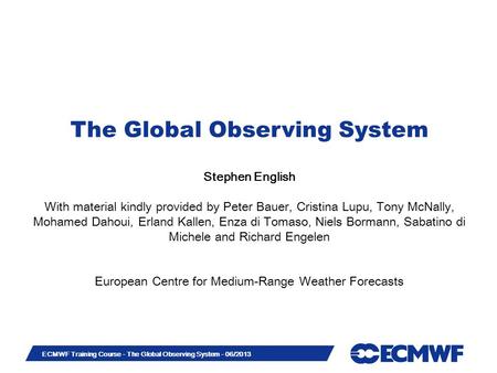 The Global Observing System