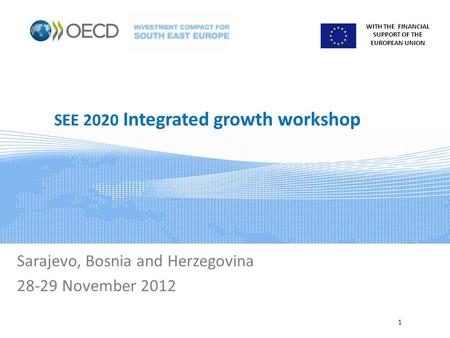 WITH THE FINANCIAL SUPPORT OF THE EUROPEAN UNION SEE 2020 Integrated growth workshop Sarajevo, Bosnia and Herzegovina 28-29 November 2012 1.