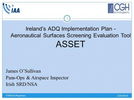 James O’Sullivan Pans-Ops & Airspace Inspector Irish SRD/NSA