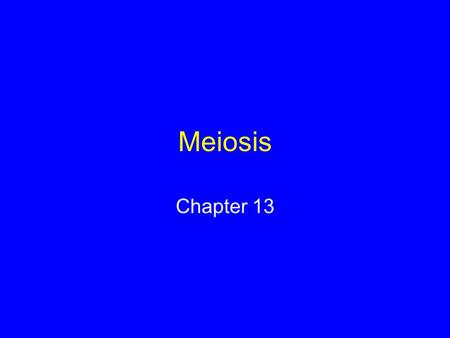 Meiosis Chapter 13.