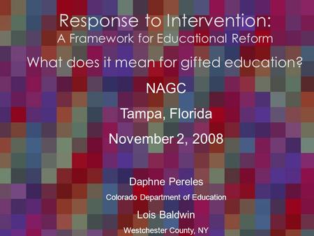 Response to Intervention: A Framework for Educational Reform