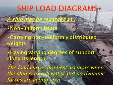 SHIP LOAD DIAGRAMS A ship may be regarded as : Non-uniform beam