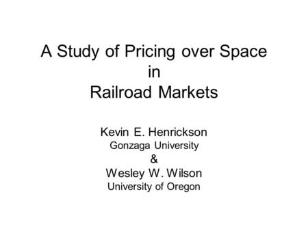 A Study of Pricing over Space in Railroad Markets