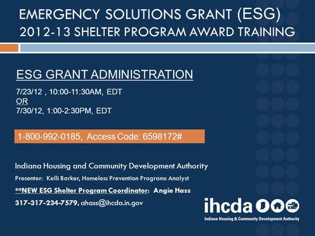 Emergency Solutions Grant (ESG)