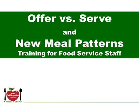 Training for Food Service Staff