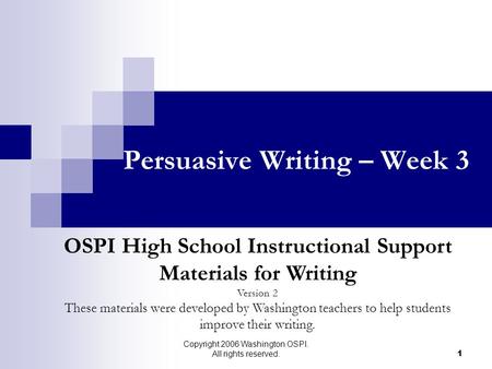 Persuasive Writing – Week 3