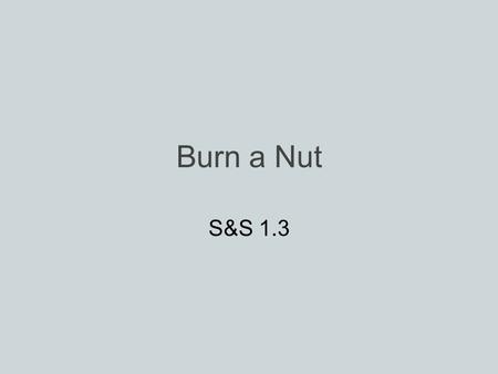 Burn a Nut S&S 1.3. DO NOW: Respond to the following in your lab notebook- Why does our society tend to use non- renewable resources as fuel instead of.