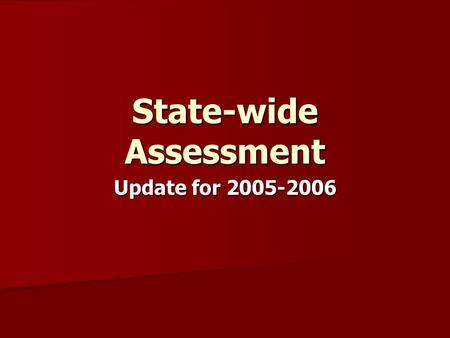 State-wide Assessment Update for 2005-2006. What Does TNs Alternate Assessment Program Look Like Now? Alternate Assessment General Assessment Alternate.
