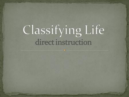 Classifying Life direct instruction