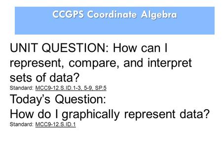 CCGPS Coordinate Algebra