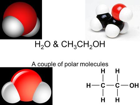 H 2 O & CH 3 CH 2 OH A couple of polar molecules.