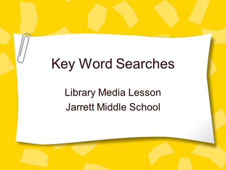 Library Media Lesson Jarrett Middle School