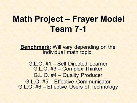 Math Project – Frayer Model Team 7-1