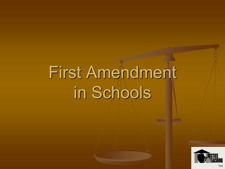 First Amendment in Schools TM First Amendment Congress shall make no law respecting an establishment of religion, or prohibiting the free exercise thereof;