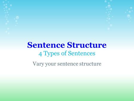 Sentence Structure 4 Types of Sentences