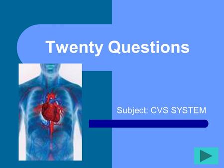 Twenty Questions Subject: CVS SYSTEM Twenty Questions 12345 678910 1112131415 1617181920.